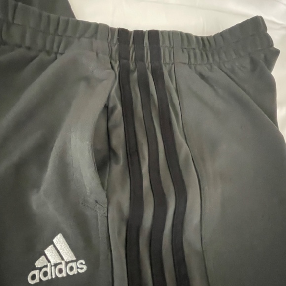 Adidas Joggers Gray Black Stripes YXS Athletic Athleisure - Picture 3 of 7